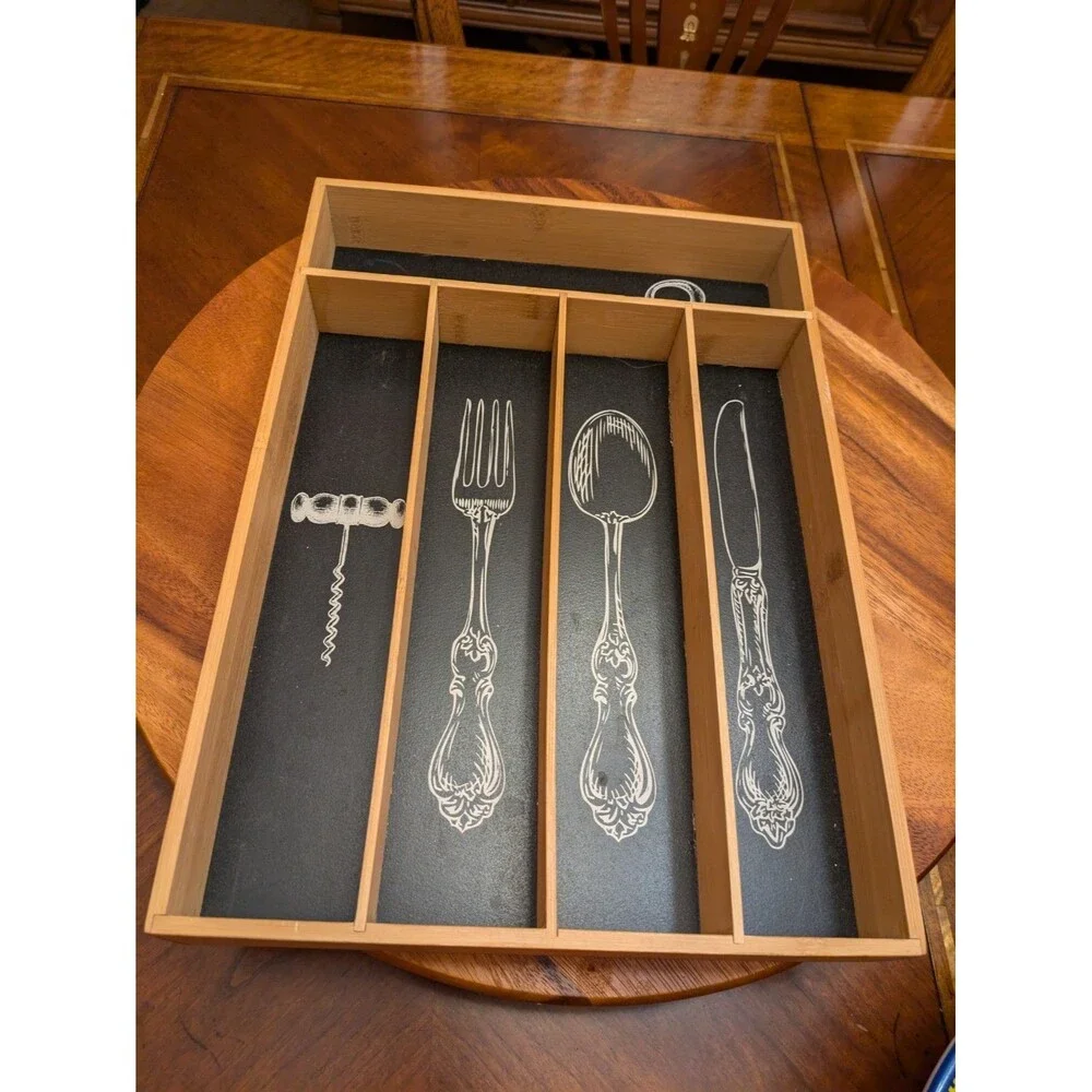 Core Bamboo Tray Silverware Organizer Hardware Organizer Cutlery Tray